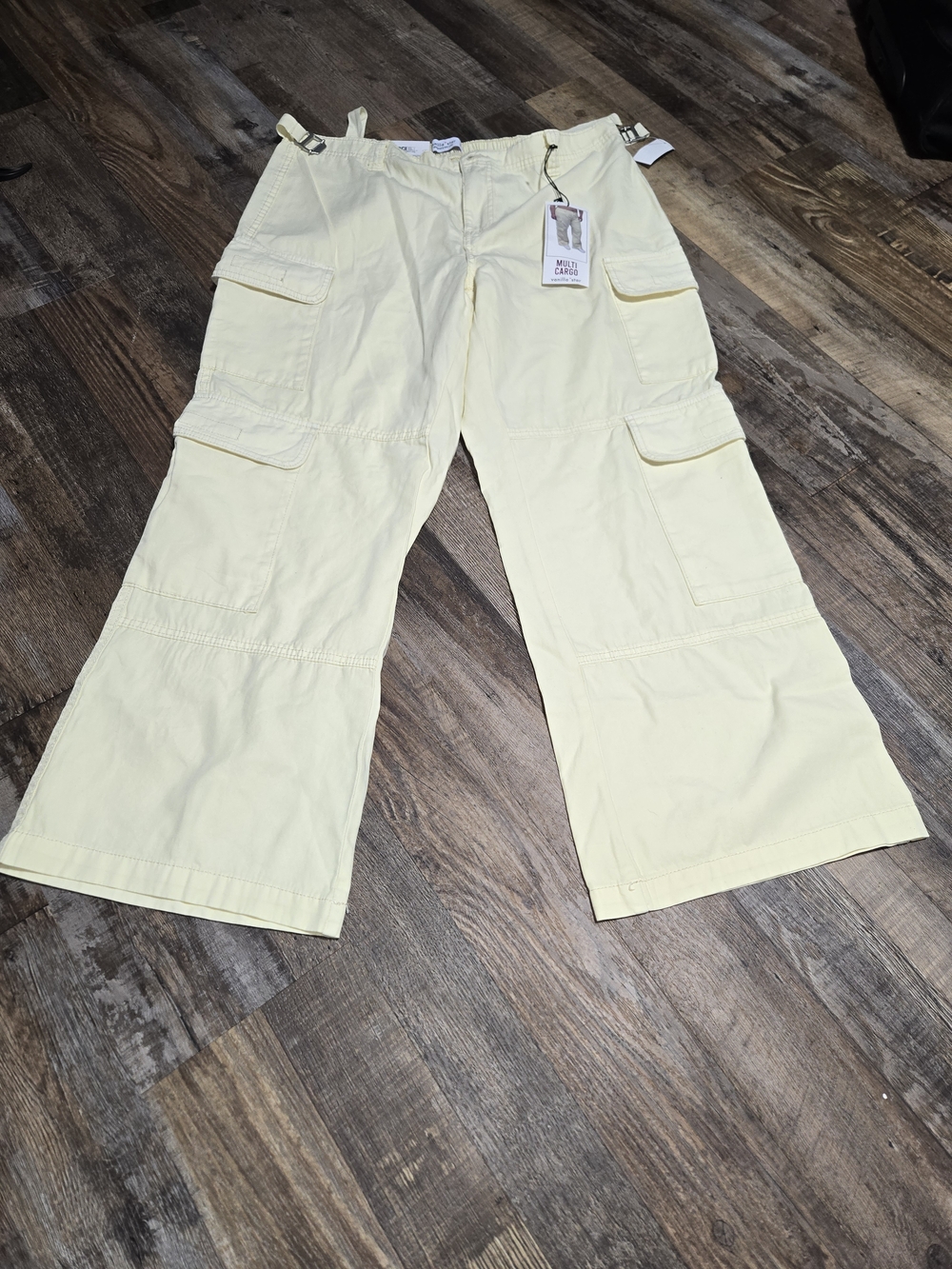 Vanilla Star Pale Yellow Wide Leg Cargo Pants
